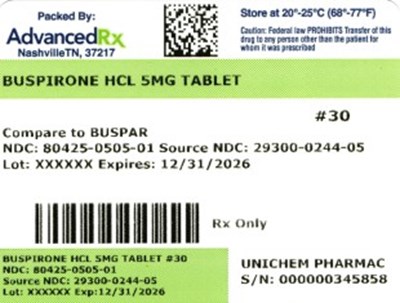 Buspirone HCl 5mg #30 (Buspirone HCl 5mg 80425 0505 01)